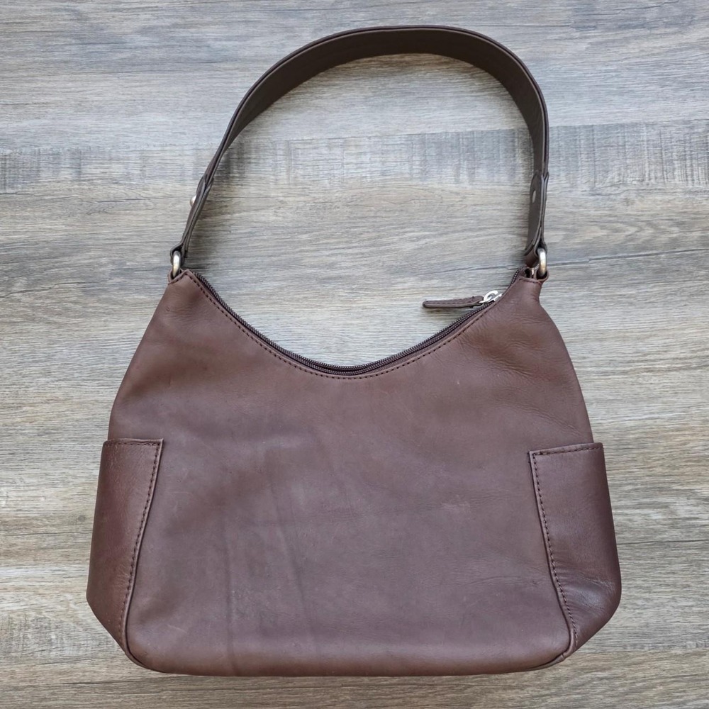 St. John's Bay Brown Leather Hobo Bag Women 90s Ergo Style Medium NWOT Vintage